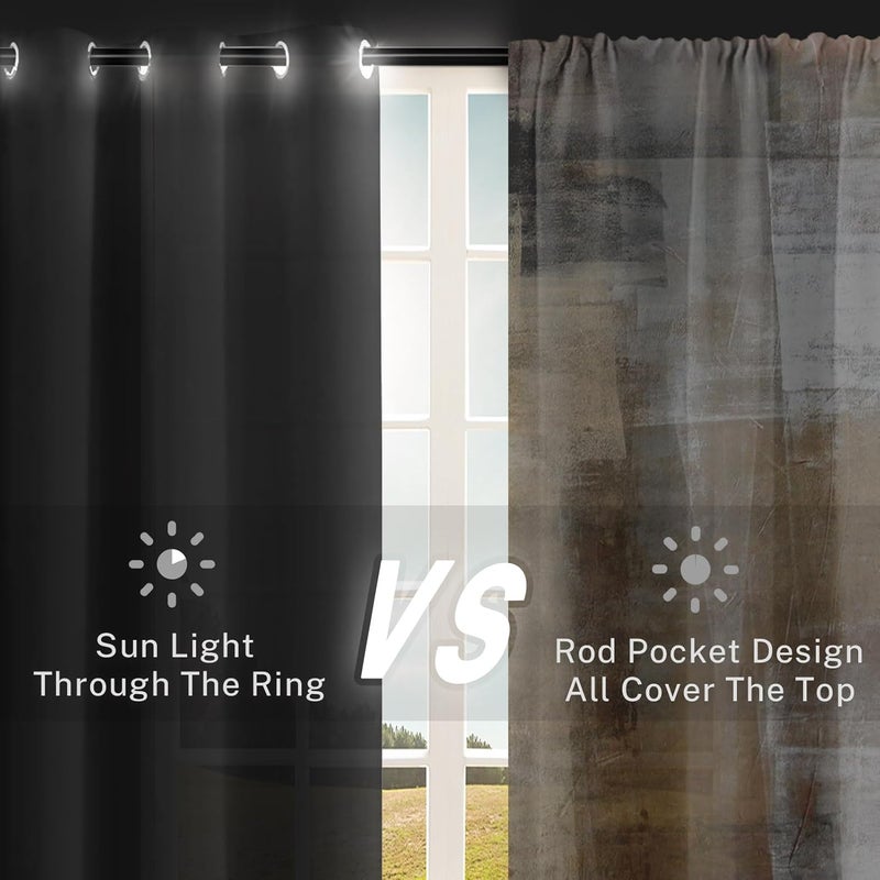 Tayney Brown Beige Painting Kitchen Curtains 63 Inch Length Grey Window Curtains Over Sink Set of 2, Contemporary Curtain for Bedroom Living Room, Abstract Kitchen Decor 42x63 Inch - Image 5